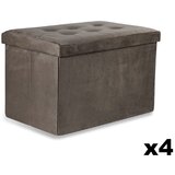  Sklopivi tabure XL s gumbima - 60x38x38cm baršunasto smeđa x 4 | shoptok.hr
