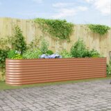 vidaXL Vrtno povišano korito Izgled lesa Cinkovo jeklo 400 x 80 x 81 cm | Shoptok.si
