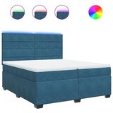 vidaXL Box spring postelja z vzmetnico modra 200x200 cm žamet, (21305305) | Shoptok.si