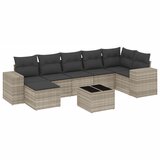 vidaXL Vrtna sedežna garnitura 8-delna z blazinami sv. siv poli ratan, (21113415) | Shoptok.si
