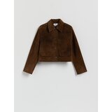 Reserved Semiš jakna s džepovima - zlatnosmeđe | shoptok.hr