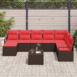  Set sofe s jastukom s pohranom 9 pcs Smeđa i crvena poliratan | shoptok.hr