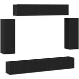 vidaXL Set TV ormara od 6 dijelova - Inženjersko drvo s završnom obradom starog drva, Crni hrast TV stalak 80x30x30 cm - Izrađen od inženjerskog drva, Zidni TV ormari - 2 dijela u crnom hrastu, 30.5x30x90 cm, izrađeni od inženjerskog drva, Crni hrast zidni TV ormar 100x30x30 cm - Izrađen od inženjerskog drva | shoptok.hr
