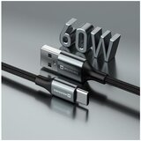 Swissten kabel USB/USB-C, TEXTILE II, 3A, 60W, 480 Mb/s, 1,5m crno-sivi | shoptok.hr