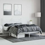 vidaXL Kovinski posteljni okvir z vzglavjem bel 140x190 cm | Shoptok.si