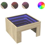 vidaXL Stolić s beskonačnim LED svjetlima boja hrasta 50x50x30 cm | shoptok.hr
