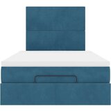 vidaXL Otomanski posteljni okvir z vzmetnicami moder 120x200cm žamet | Shoptok.si