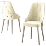 Hanah home set trpezarijskih stolica Krax 6 kom, krem tkanina Babyface, hromirane metalne noge | Eponuda.com