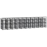 vidaXL zunanji pasji boks s streho jeklo 18,43 m² | Shoptok.si