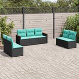  Vrtni set od 7 dijelova s jastucima, crni poliratan Black and blue | shoptok.hr