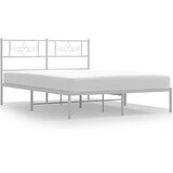 Maison Chic Kovinski Posteljni okvir - Dvoposteljna postelja - Zakonska postelja z vzglavjem bel 140x190 cm, (21693099) | Shoptok.si