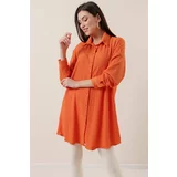 By Saygı Buttoned Front See-through Tunic Orange