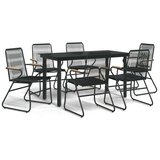  7-dijelni vrtni blagovaonski set od PVC ratana crni | shoptok.hr