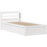 Maison Chic Posteljni okvir - Enojna postelja - Postelja za odrasle z vzglavjem bel 90x200 cm trdna borovina, (21694947) | Shoptok.si