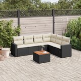 Maison Chic Seti vrtnega pohištva - Vrtna garnitura - Vrtni pohištvo set 7-delna z blazinami črn poli ratan, (21802527) | Shoptok.si