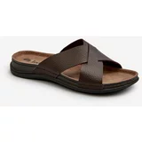 Kesi Comfortable lightweight slippers made of Inblu Brown eco leather