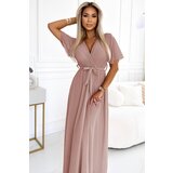 numoco basic Long dress with a pleated neckline and Numoco ties | Shoptok.si