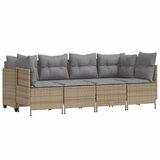  5-dijelni vrtni set sofa s jastucima bež od poliratana 204 x 55 x 70 cm | shoptok.hr
