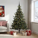  Umjetno božićno drvce s kuglicom 180 cm 300 LED lampica - Zelena 180 cm s LED-ima i crnim lopticama | shoptok.hr