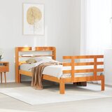 vidaXL Posteljni okvir z vzglavjem voščeno rjava 90x200 cm borovina | Shoptok.si