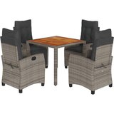  The Living Store Vrtna jedilna garnitura 5-delna z blazinami siv poli ratan - Vrtna Jedilna Garnitura, (21461856) | Shoptok.si