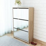 vidaXL omarica za čevlje 3 nadstropna z ogledalom hrast 63x17x102,5 cm Cene