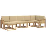  Set vanjskih sofa 7 kom. Bijela i bež Poliester Smeđa 306 x 128,5 x 73 cm | Shoptok.si