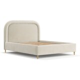 Maison de Rêve Kremno bela oblazinjena zakonska postelja s prostorom za shranjevanje z letvenim dnom 160x200 cm Mija – | Shoptok.si