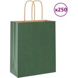 vidaXL Papirnate vrećice 250 kom s ručkama zelene 18x8x22 cm | shoptok.hr