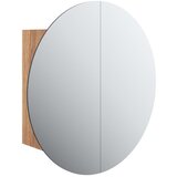 Maison Chic Kopalniška omarica - Kopalniški kabinet z okroglim ogledalom LED hrast 40x40x17,5 cm, (21794755) | Shoptok.si