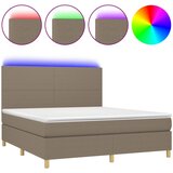 vidaXL Krevet box spring s madracem LED smeđesivi 160x200 cm tkanina Cijene