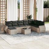 vidaXL 9-dijelni set vrtnih sofa od poliratana s jastucima svjetlosivi | shoptok.hr