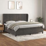  Box spring postelja z vzmetnico temno siva 200x200 cm žamet, (20901257) | Shoptok.si