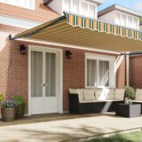 vidaXL Ručna uvlačiva tenda Zelena i žuta 500x300 cm, Zamjenska tkanina za tenda okvir 5x3 m Zelena i žuta | shoptok.hr