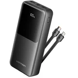 Prijenosni punjač powerbank sa displejom i USB-C i Lightning kablovima 22.5W 20000mAh crni