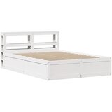 Maison Chic Posteljni okvir - Dvoposteljna postelja - Zakonska postelja z vzglavjem bel 140x200 cm trdna borovina, (21693394) | Shoptok.si
