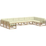 vidaXL Zunanja garnitura za sedenje z blazino 10 pcs Bela in krem, (5000280506) | Shoptok.si