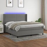  The Living Store Box spring postelja z vzmetnico LED temno siva 160x200 cm blago - Box Spring Postelja, (21454880) Cene