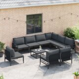 vidaXL Vrtna sedežna garnitura 9 pcs Antracitna Jeklo | Shoptok.si