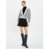 Koton Leopard Patterned Cardigan With Stones and Buttons V-neck Cene