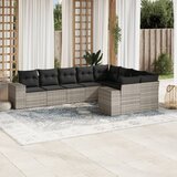 Maison Chic Seti vrtnega pohištva - Vrtna garnitura - Vrtni pohištvo set 9-delna z blazinami sv. siv poli ratan, (21798482) | Shoptok.si