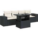 vidaXL Vrtna sedežna garnitura 5-delna z blazinami črn poli ratan, (21781823) | Shoptok.si