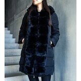 Gemre Black long quilted jacket with detachable sleeves adorned with fur Louis | Shoptok.si