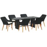 vidaXL Komplet za jedilnico v vrtu z blazino 7 pcs Črna poli ratan, (5000045598) | Shoptok.si