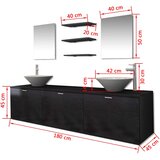  10-dijelni set kupaonskog namještaja, umivaonika i slavine crni | shoptok.hr