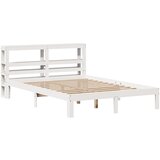 vidaXL Posteljni okvir z vzglavjem bel 120x190 cm trdna borovina, (21303396) | Shoptok.si