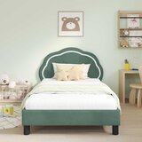  Krevet za djecu s uzglavljem Morska zelena 90 x 200 cm Baršun | shoptok.hr