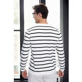 Dewberry 99741 Crew Neck Striped Casual Knitwear Sweater-EKRU | shoptok.hr