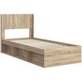  Krevetna konstrukcija s pohranom i uzglavljem Hrast sonoma Smeđa 90 x 190 cm | Shoptok.si