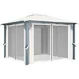  Sjenica sa zastorom 300 x 300 cm krem aluminijum | shoptok.hr